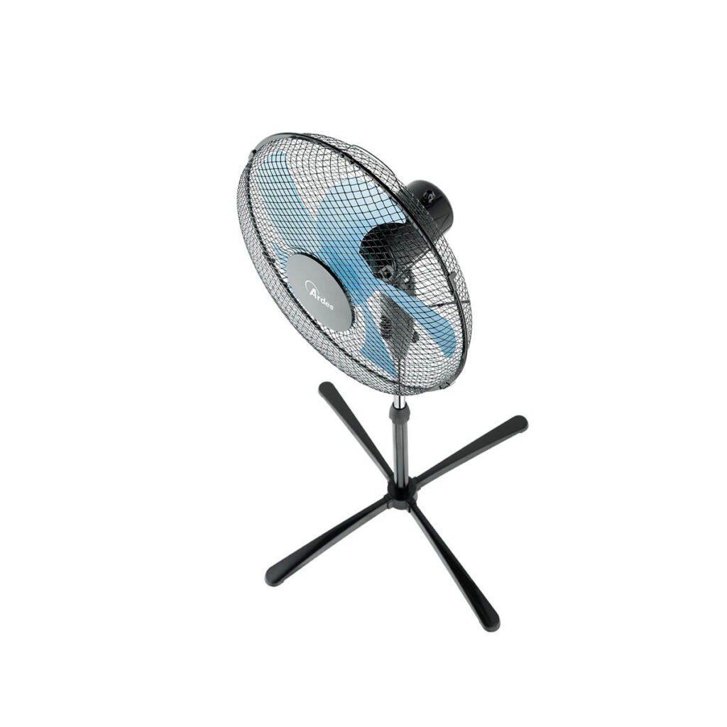 ARDES - AR5BR40PB stille staande ventilator 3 vleugels draaibaar en kantelbaar met handmatig bedieningspaneel - 3 snelheden en instelbare hoogte